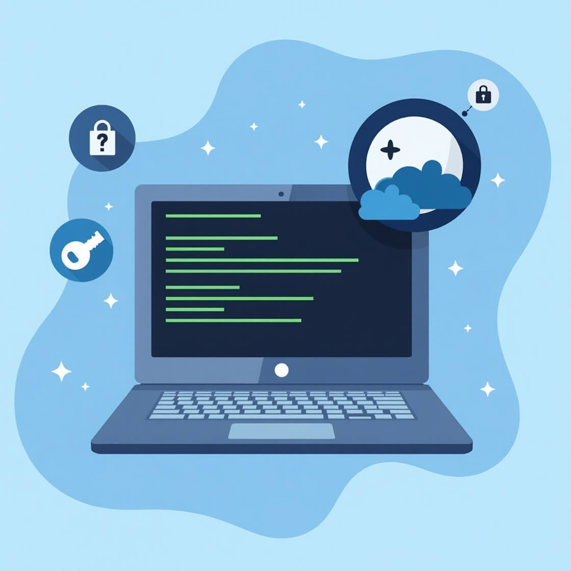 Ilustración de una terminal SSH abierta en PowerShell en Windows 11, conectándose a un servidor remoto.