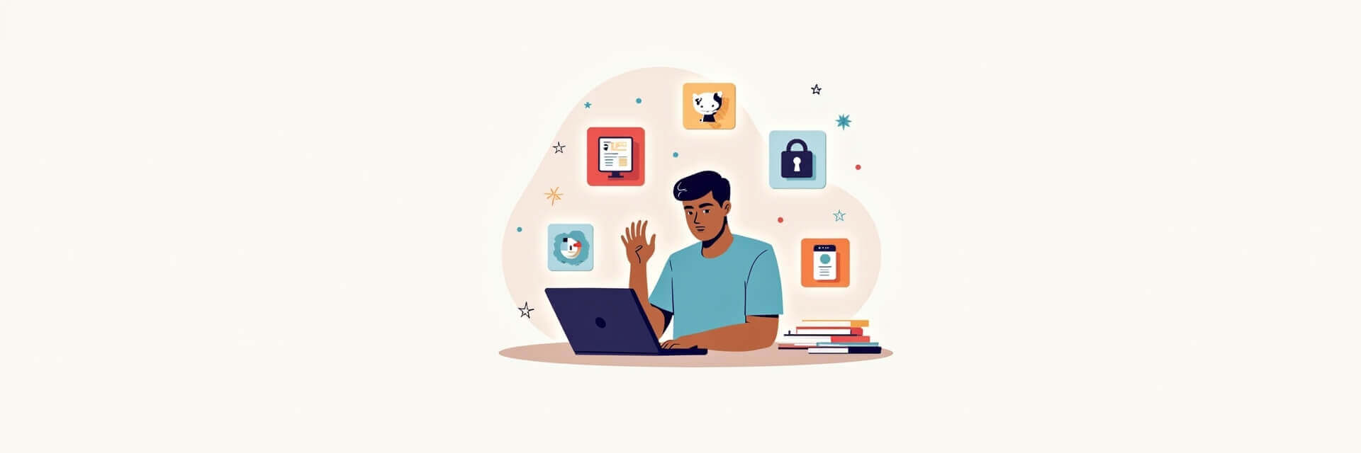 Ilustración de herramientas digitales para freelancers de tecnología
