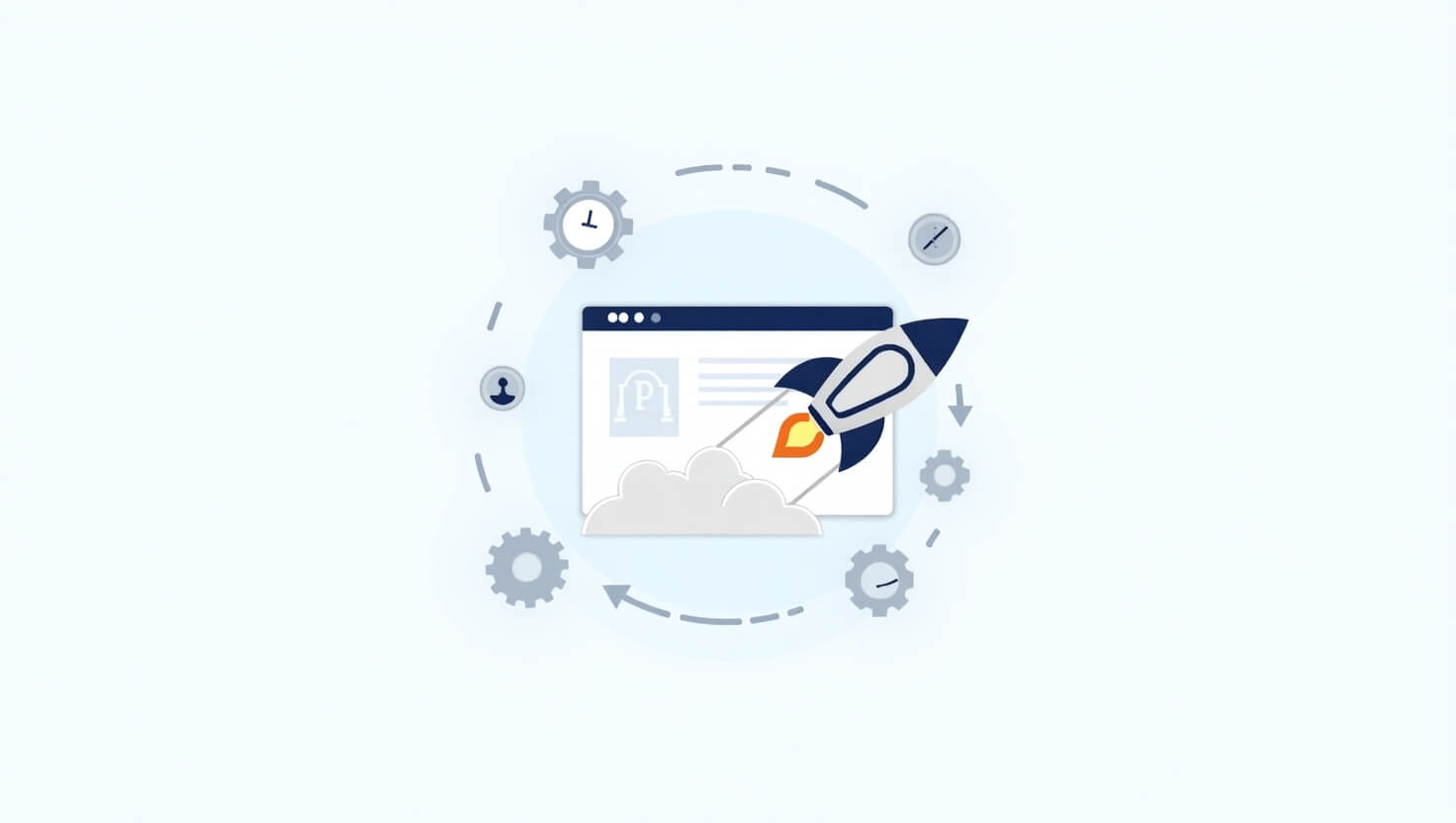Ilustración de optimización web para mejorar la velocidad de carga de un sitio.